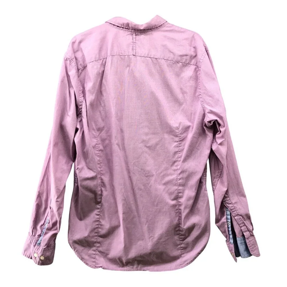 Banana Republic Custom 078 Wash Shirt Mens L Grant Fit Long Sleeve Pink Mauve‎